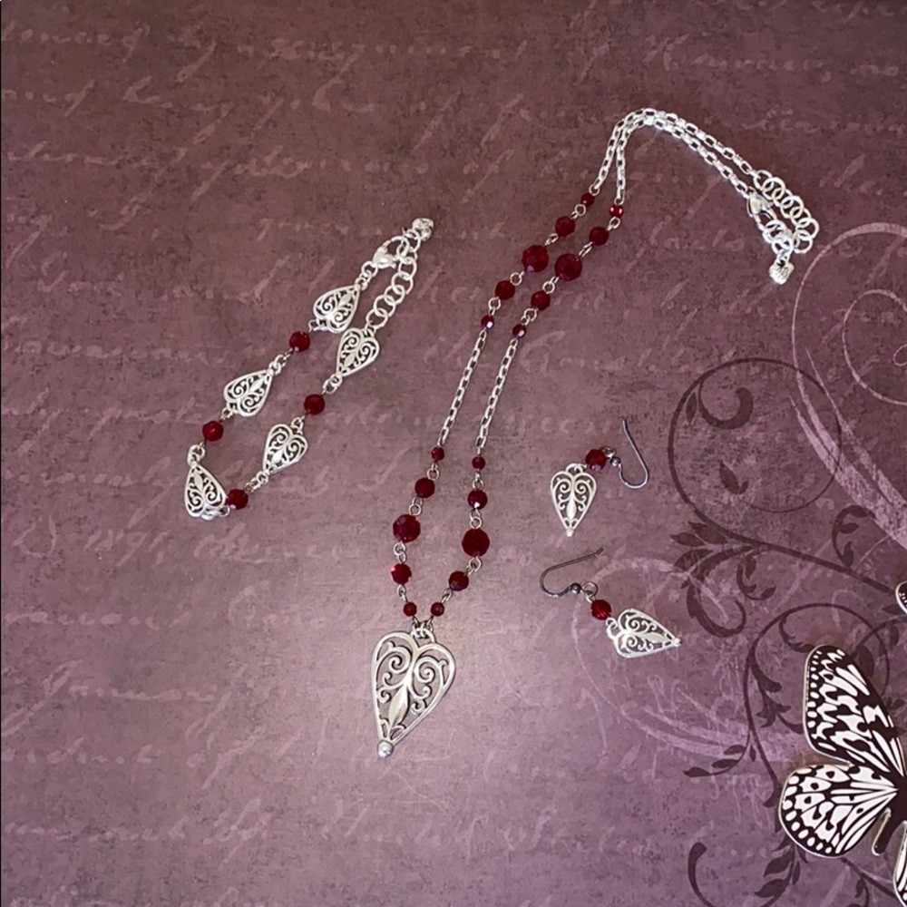 Brighton Milas Heart Red Necklace Set